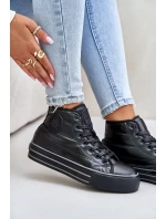 Zateplené dámské tenisky na platformě OO274A471 černé Zateplené dámské tenisky na platformě OO274A471 černé