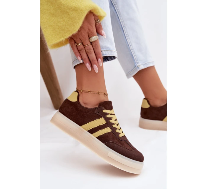 Dámské tenisky na platformě čokoládové model 21937670 - Boto