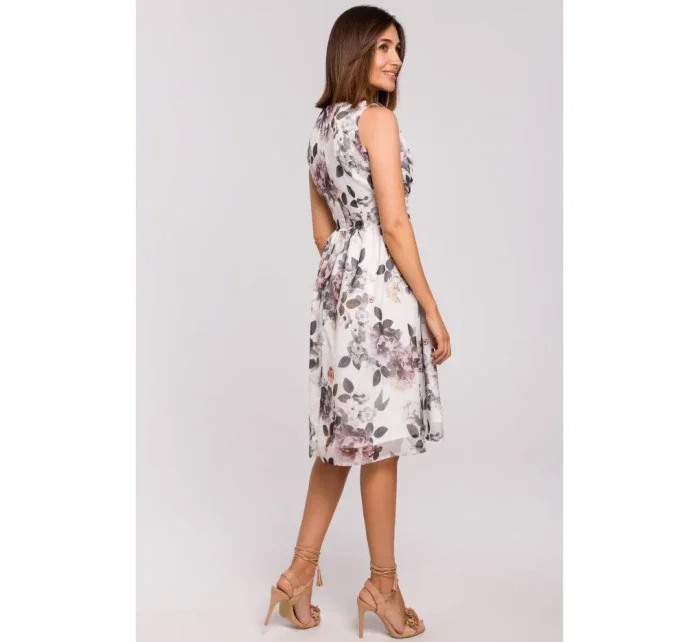 S225 Šifonové šaty s hlubokým výstřihem - model 1