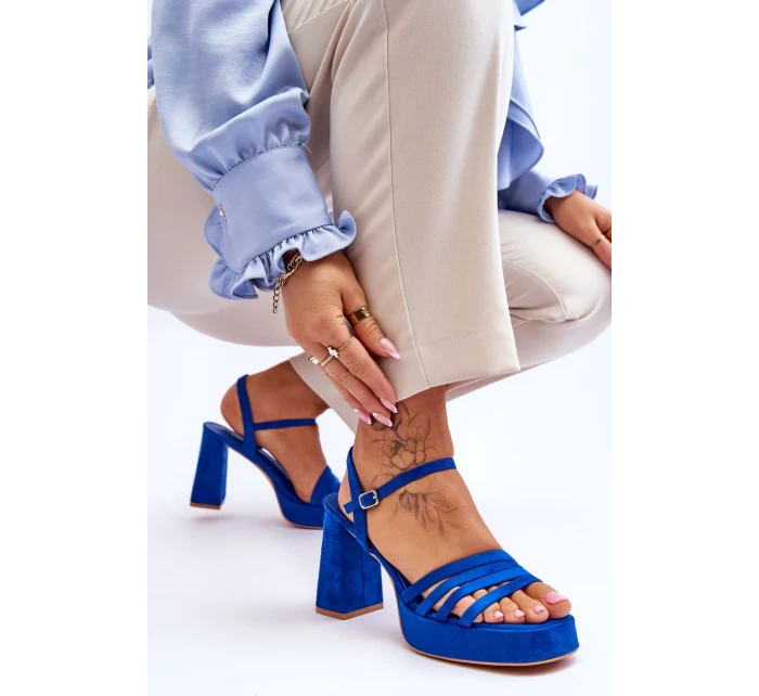 Dámské semišové sandály na platformě modré Verda Dámské semišové sandály na platformě modré Verda