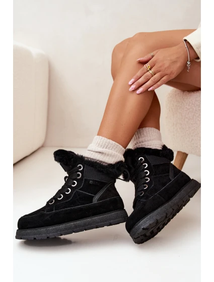 Dámské sněhule na platformě s kožešinkou Big Star – černé