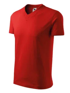V-neck tričko unisex červená