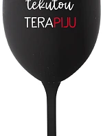 POTŘEBUJU TEKUTOU TERAPIJU - černá sklenice na víno 350 ml