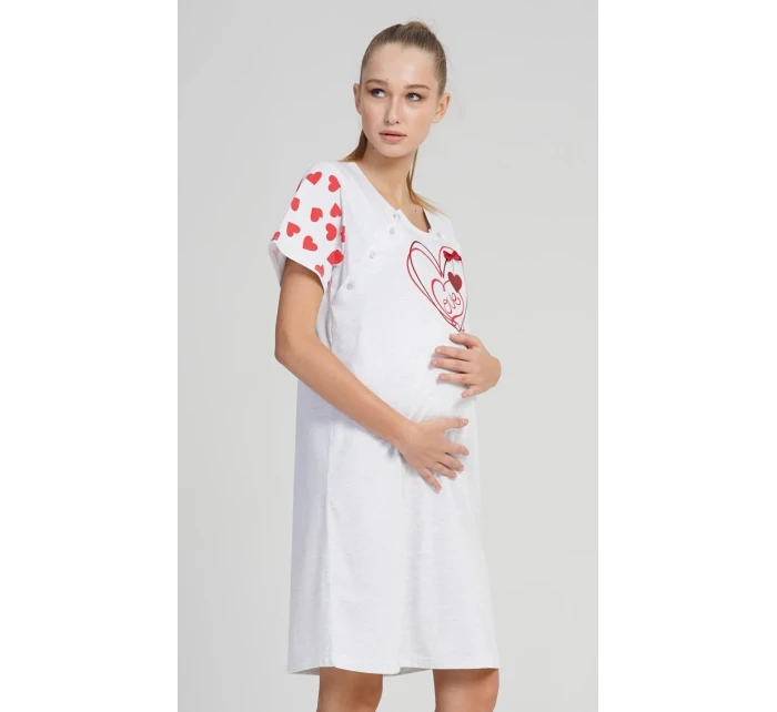 Dámská noční košile mateřská Love Světle šedá s potiskem - Vienetta