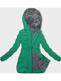 Zelená dámská zimní bunda s kožešinovou podšívkou (LHD-23023)
