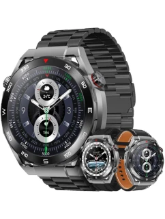 VELTORI VT100-1 smartwatch + černý silikonový řemínek + černá ekokůže