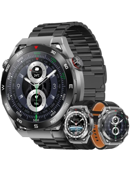 VELTORI VT100-1 smartwatch + černý silikonový řemínek + černá ekokůže VELTORI VT100-1 smartwatch + černý silikonový řemínek + černá ekokůže