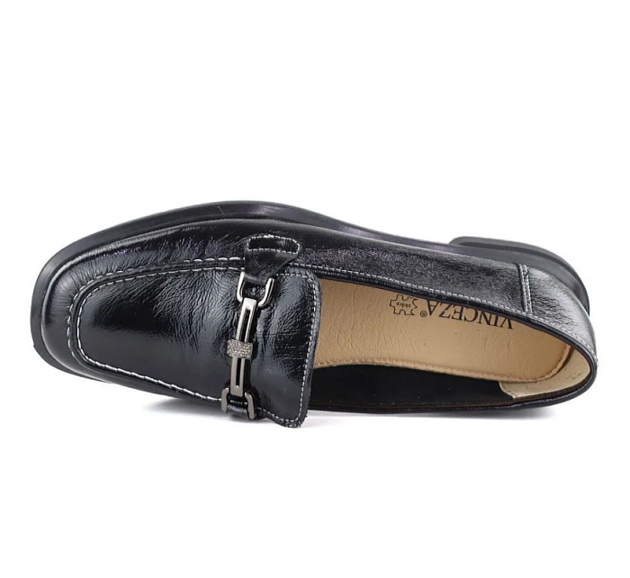 Dámské kožené klasické černé polobotky model 22068894 - VINCEZA