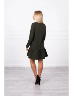 Šaty s khaki volánem