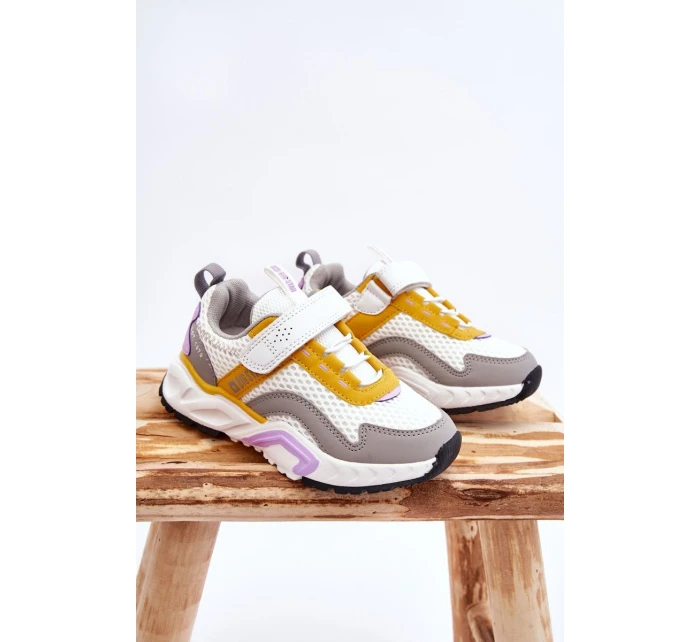 Dětská sportovní obuv se suchým zipem Big Star model 21609010 Bílá a žlutá - Big Star Shoes Dětská sportovní obuv se suchým zipem Big Star model 21609010 Bílá a žlutá - Big Star Shoes