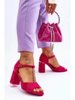 Semišové sandály na vysokém podpatku s kubickými zirkony model 21612495 - VINCEZA