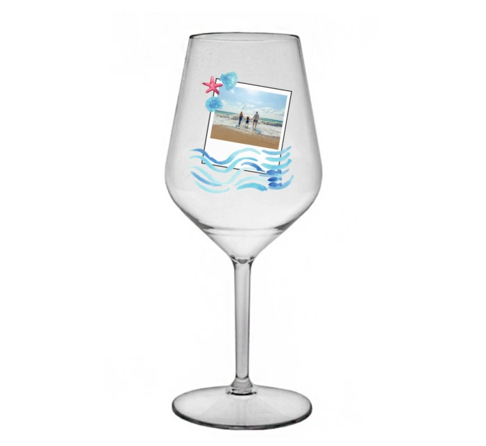 Personalizovaná nerozbitná sklenice s polaroidem z dovolené