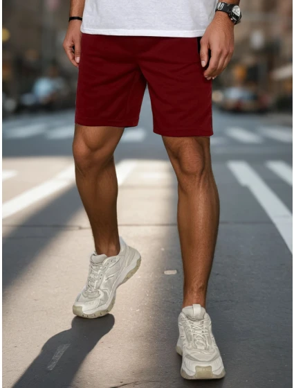 Pánské bordó teplákové kraťasy Dstreet model 21987764 - FashionStreet