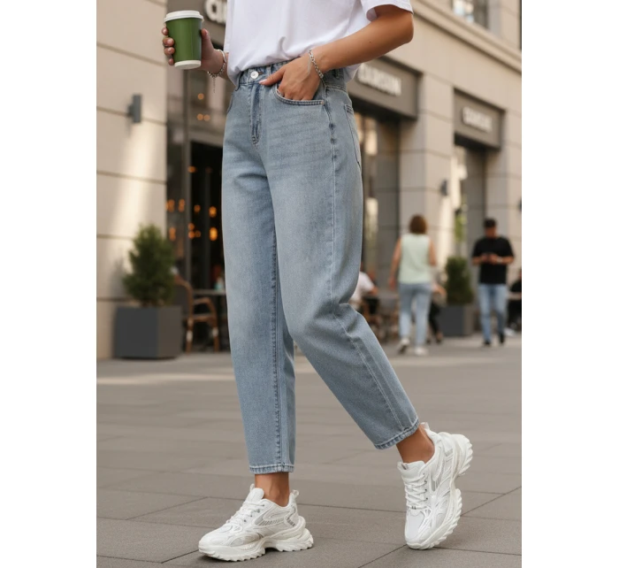 Dámské baggy džíny s vysokým pasem modré FashionStreet UY2856 Dámské baggy džíny s vysokým pasem modré FashionStreet UY2856
