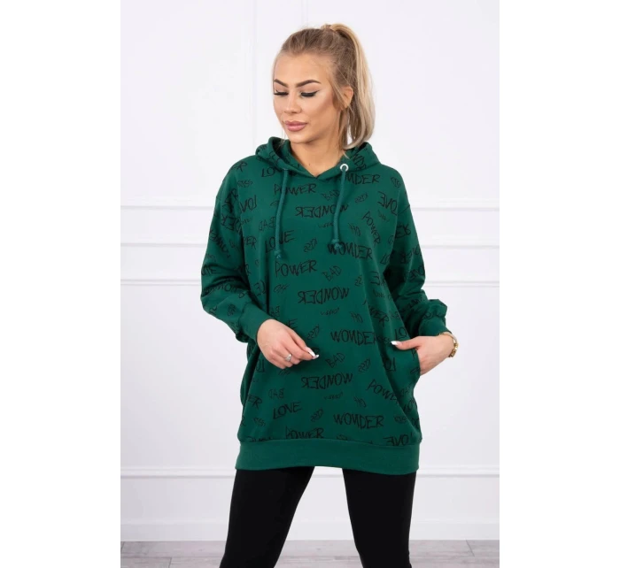 Mikina s nápisy zelená