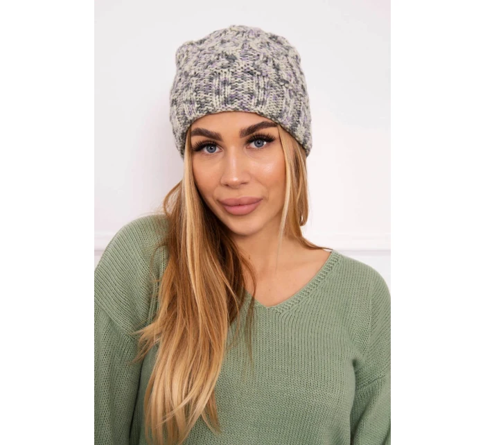 Dámská čepice Eliza K205 grey+violet+ecru Dámská čepice Eliza K205 grey+violet+ecru