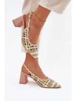 Sandály S Pletením Na Podpatku Růžové model 21699997 - Boto Sandály S Pletením Na Podpatku Růžové model 21699997 - Boto