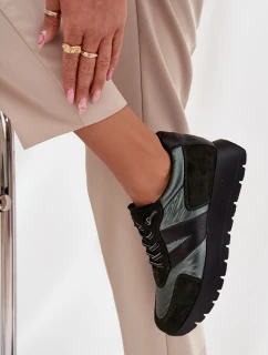 Dámské tenisky na platformě model 21712564 tmavě zelené - VINCEZA