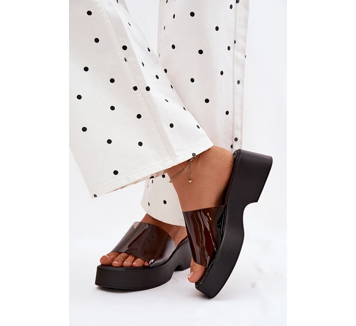 Dámské platformové sandály s průhledným páskem Černé Selestia Dámské platformové sandály s průhledným páskem Černé Selestia