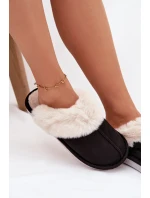 Dámské pantofle s kožíškem – černé Carisse Dámské pantofle s kožíškem – černé Carisse