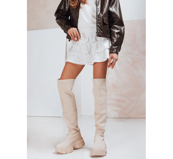 FashionStreet béžové dámské ponožkové boty ZY1322 FashionStreet béžové dámské ponožkové boty ZY1322