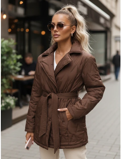 Dámská přechodná bunda s pruhem hnědá FashionStreet TY5586
