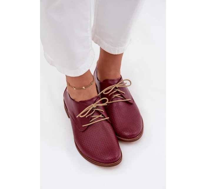 Dámské kožené elegantní šněrovací polobotky Zazoo 4238 bordó