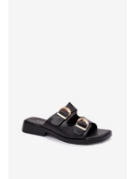 Dámské pantofle se zlatými sponami Černé model 21919167 - Boto