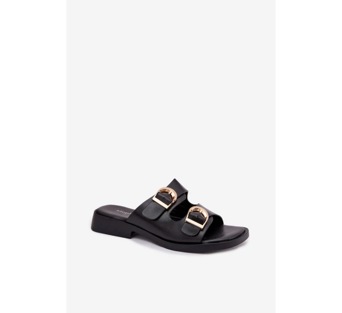 Dámské pantofle se zlatými sponami Černé model 21919167 - Boto