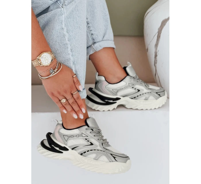 Dámské sportovní stříbrné tenisky FashionStreet ZY1007