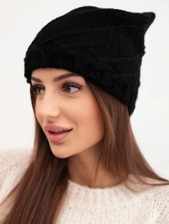 Dámská zimní čepice s ozdobným pletením a střihem černá model 21878055 - K-Fashion