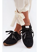 Dámské nízké tenisky s korálky černé model 22095342 - Boto