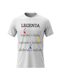 Pánské bavlněné tričko s potiskem - LEGENDA - bílé