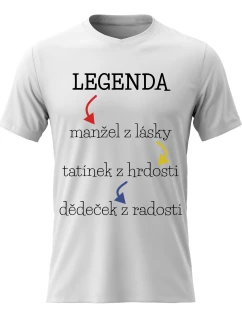 Pánské bavlněné tričko s potiskem - LEGENDA - bílé