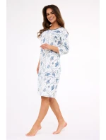 Dámská noční košile INGRID 464/448 Ecru s modrou vzor - Cornette Dámská noční košile INGRID 464/448 Ecru s modrou vzor - Cornette