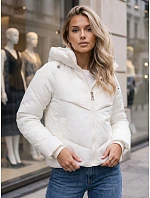 Dámská zimní prošívaná bunda s kapucí, bílá, FashionStreet TY6081 Dámská zimní prošívaná bunda s kapucí, bílá, FashionStreet TY6081