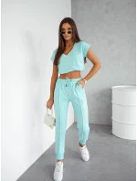 Dámský bavlněný dvoudílný komplet v tyrkysové barvě model 21056401 - Moon