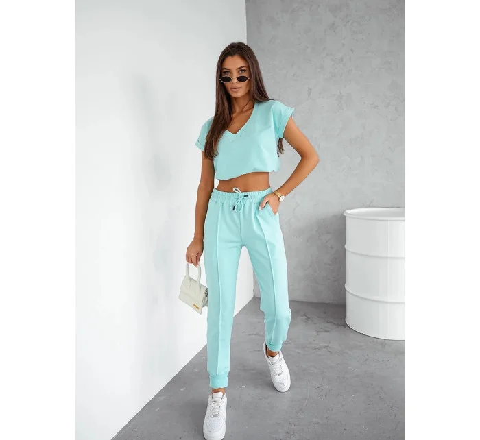 Dámský bavlněný dvoudílný komplet v tyrkysové barvě model 21056401 - Moon