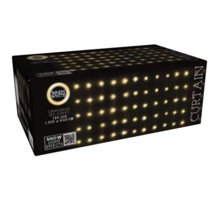 VÁNOČNÍ STROMEK SVĚTLA VENKOVNÍ/VNITŘNÍ SVĚTELNÝ ZÁVĚS 120 VEDL 300X60CM S DÁLKOVÝM OVLÁDÁNÍM TEPLÁ BÍLÁ