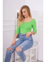 Světle zelená halenka s kulatým výstřihem