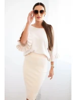 Dámská sukně z  úpletu béžová model 21407179 - K-Fashion