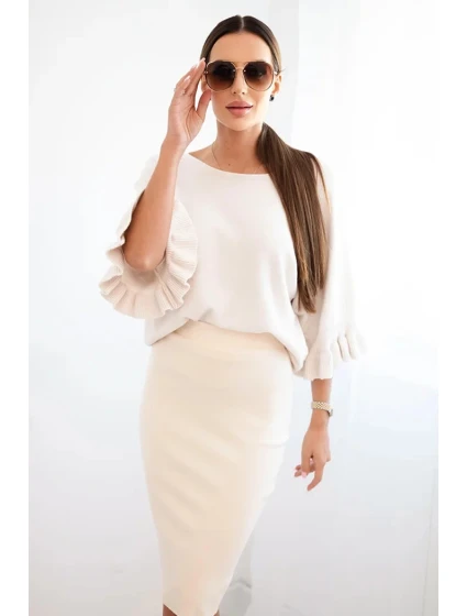 Dámská sukně z  úpletu béžová model 21407179 - K-Fashion