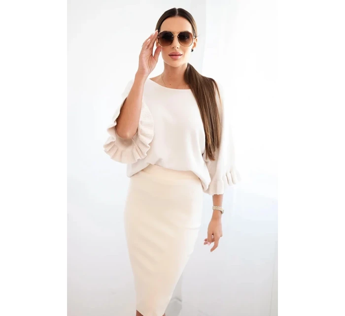 Dámská sukně z  úpletu béžová model 21407179 - K-Fashion