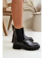 Lakové boty s zipem na kotníku černé Groesta