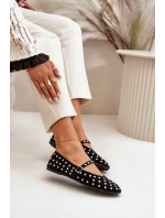 Zdobené baleríny s páskem eko černé model 21670629 - Boto