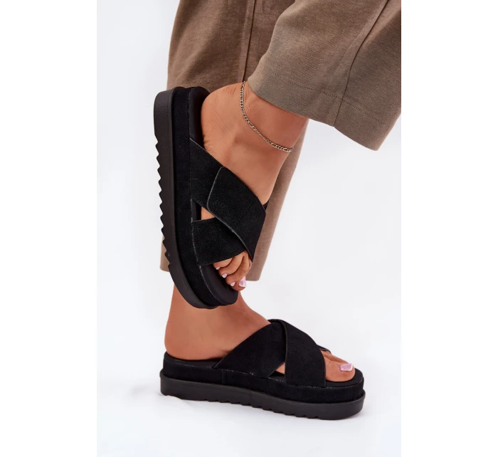 Dámské sandály na platformě s proplétanými pásky černé Rinasara