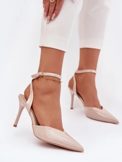 Lakované lodičky s patou béžové model 21788272 - Boto