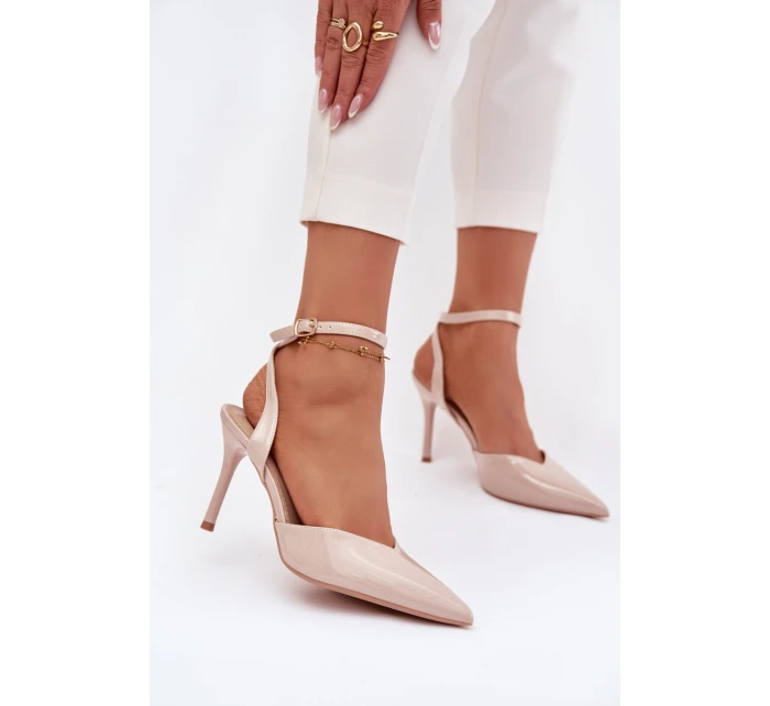 Lakované lodičky s patou béžové model 21788272 - Boto