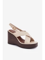 Dámské sandály z eko kůže na platformě Béžové model 21937453 - Boto