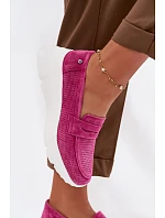 Dámské mokasiny z přírodního semiše na platformě model 22069604 Fuchsiová - VINCEZA